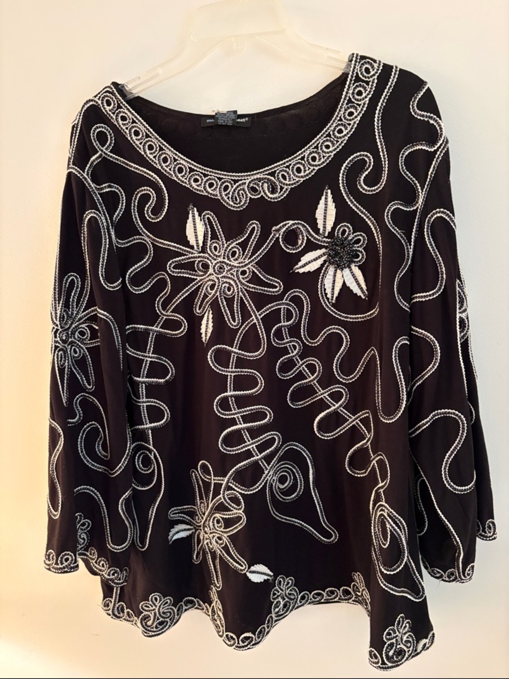 Saint Tropez West Black Embroidered Long-Sleeve Tunic